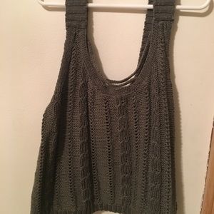 Green knit tank top